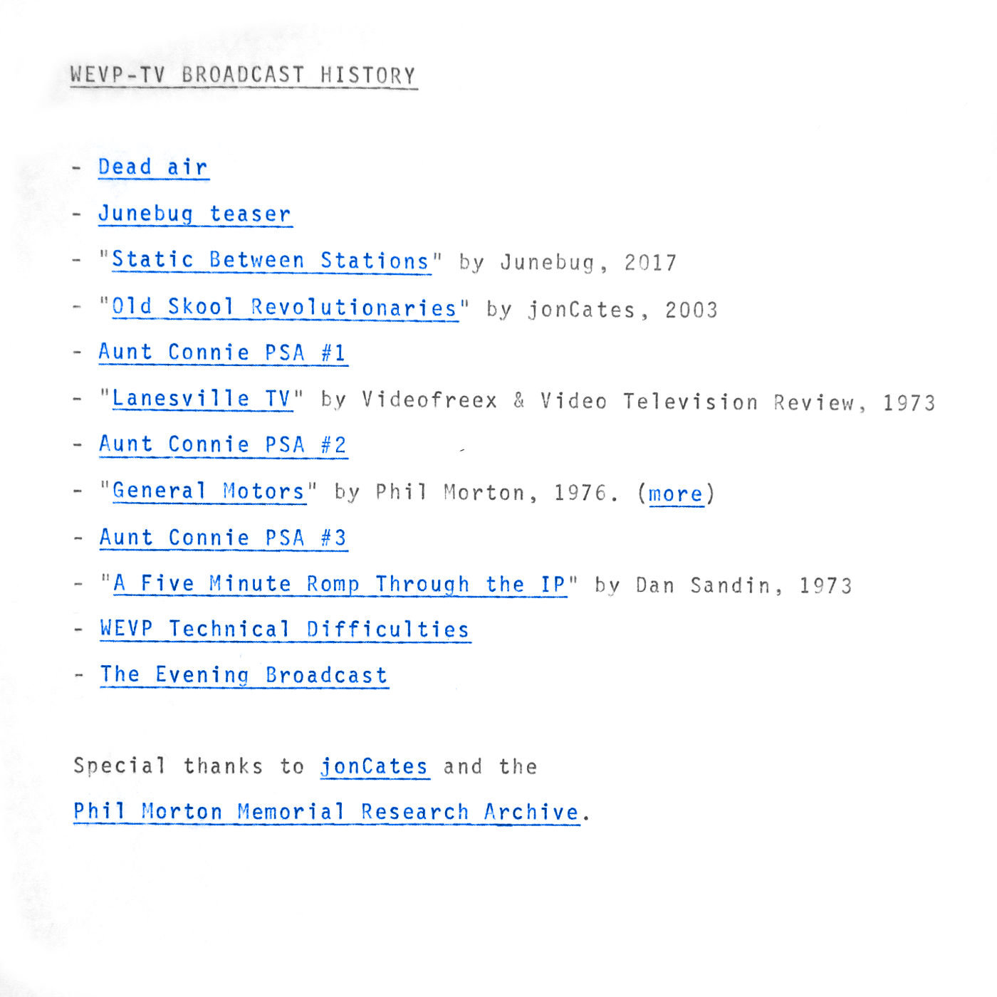 WEVP-TV Broadcast History